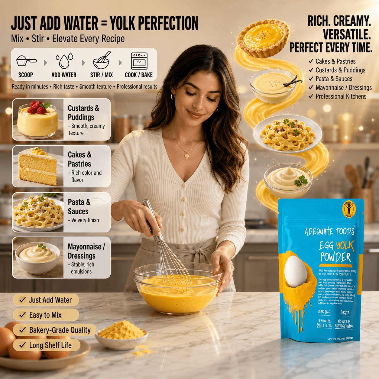 Dried Egg Yolk Powder usage demonstration and FAQ guide