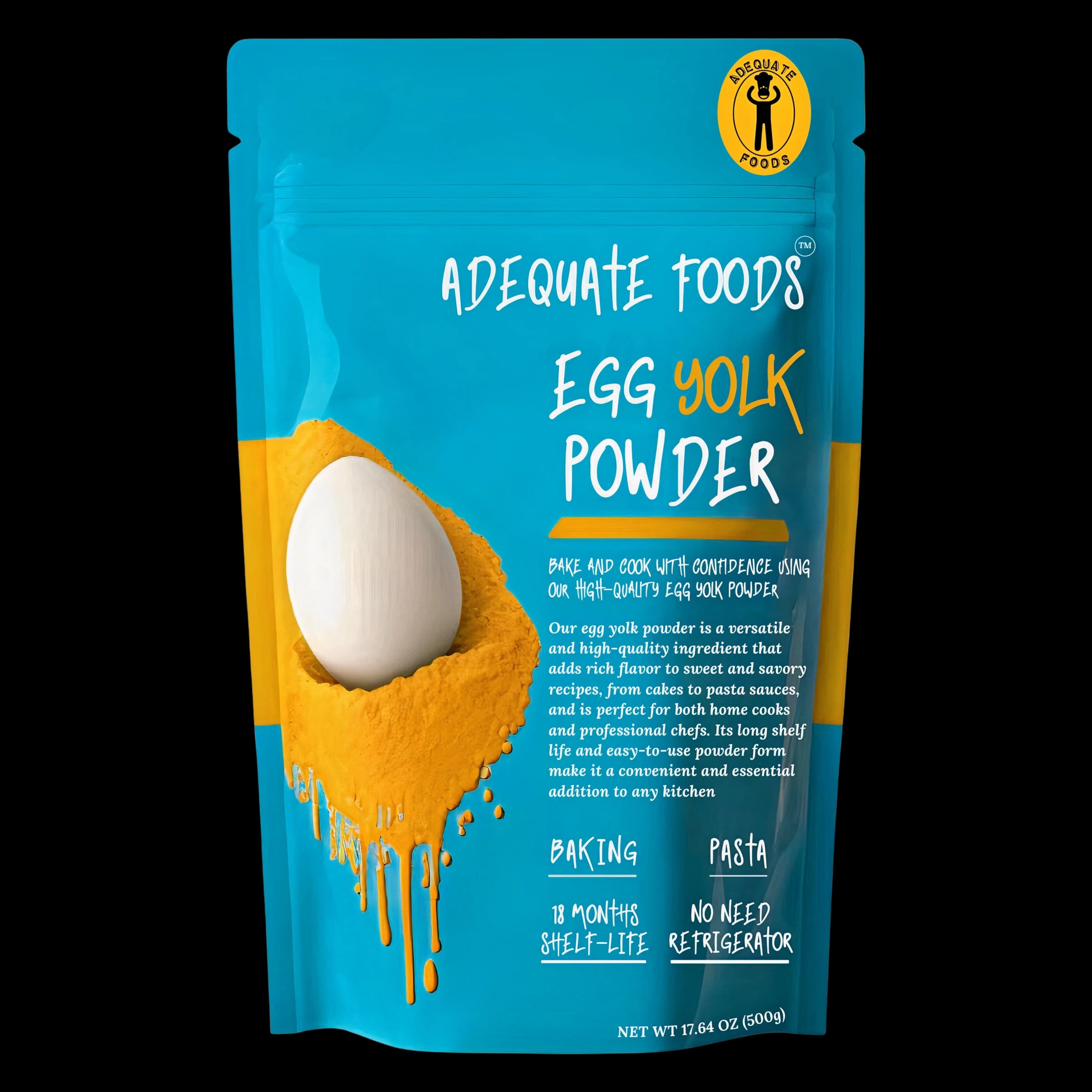 Adequate Foods Dried Egg Yolk Powder 500 gm pouch clean packshot
