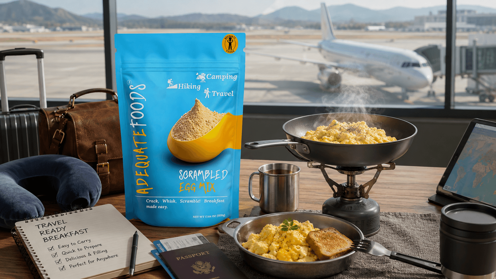 Adequate Foods Scrambled Egg Mix for travel breakfast preparation