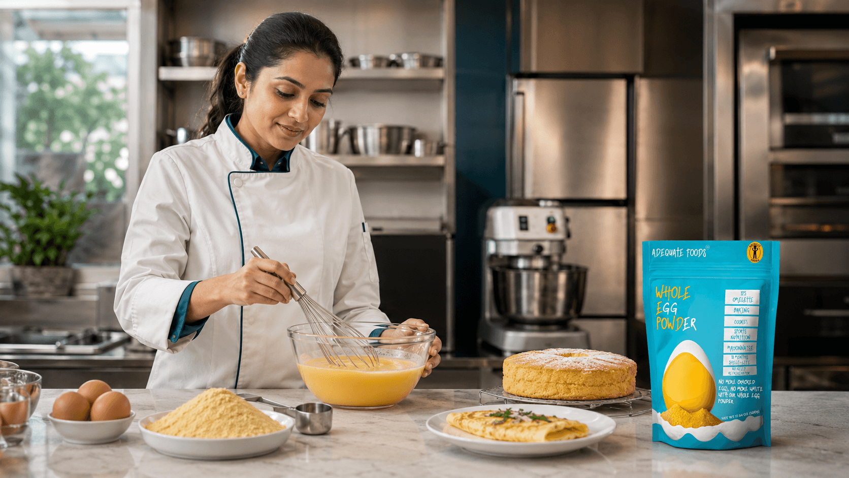 Professional demonstration of Whole Egg Powder preparation and culinary applications