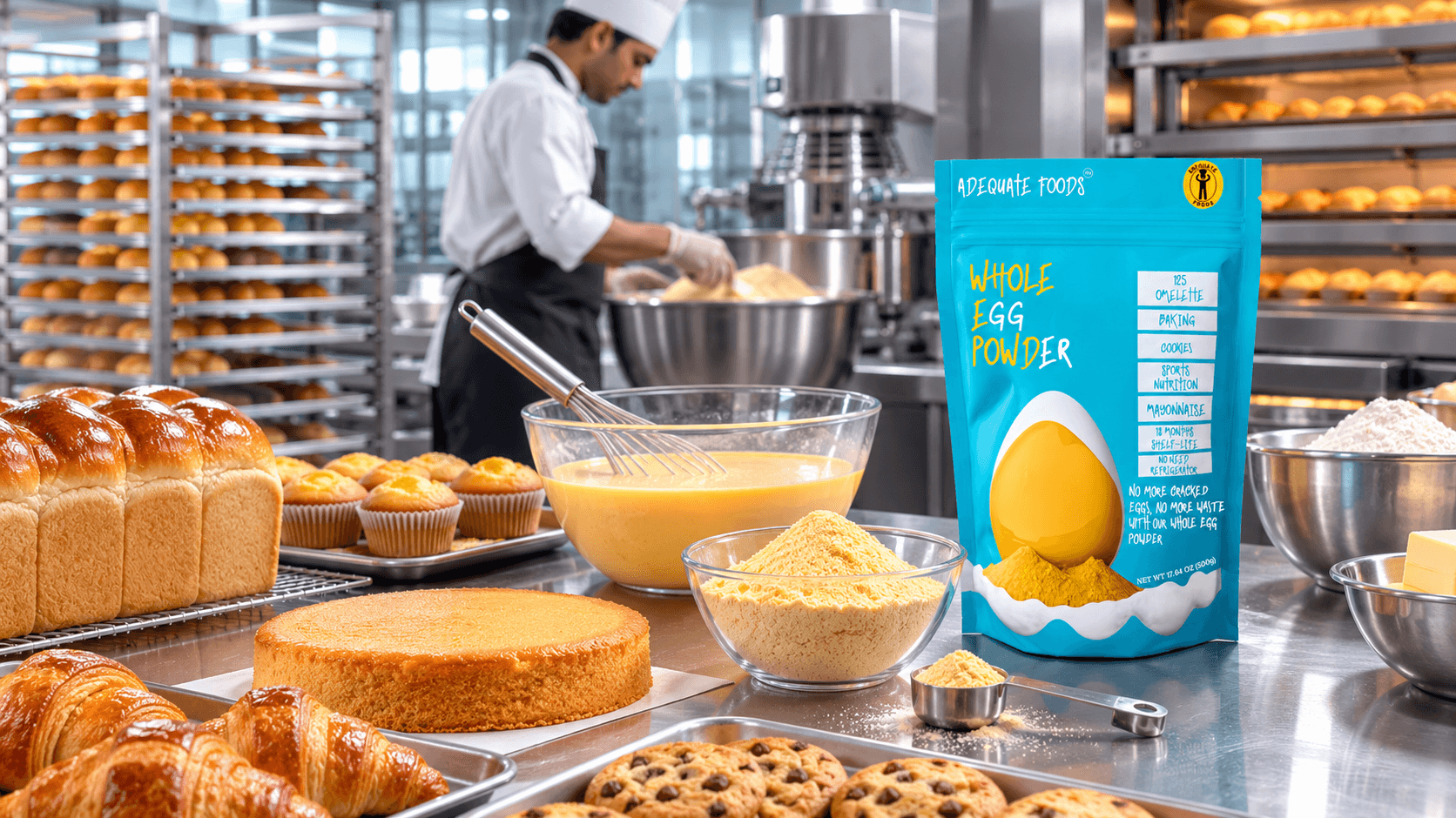 Commercial bakery applications using Adequate Foods Whole Egg Powder