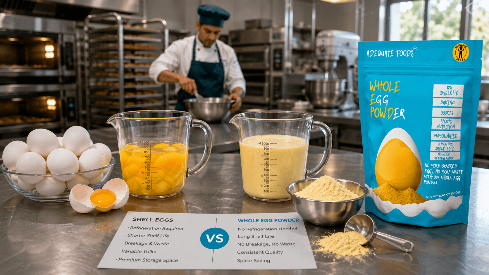 Professional comparison of Whole Egg Powder and fresh shell eggs